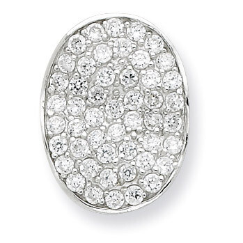 CZ Wavy Oval Slide Pendant Sterling Silver QP2058