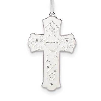Silver-tone Ivory Enamel Baptism Cross GM23601, MPN: GM23601, 89945698923
