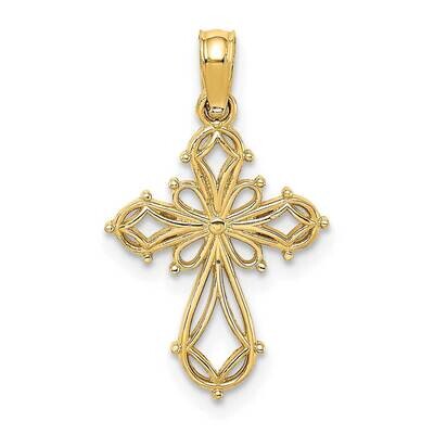 Fancy Cross Charm 14k Gold Cut-out K8492, MPN: K8492, 637218180196
