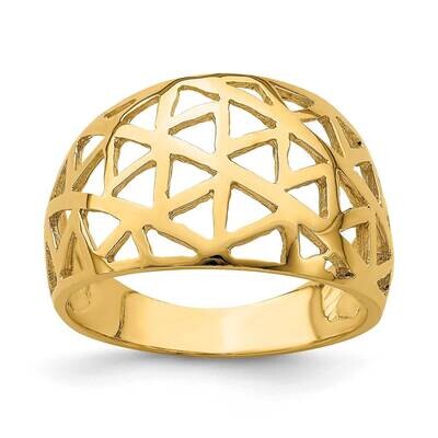 Triangle Cut-Out Pattern Dome Ring 14k Gold K4637, MPN: K4637, 637218002955