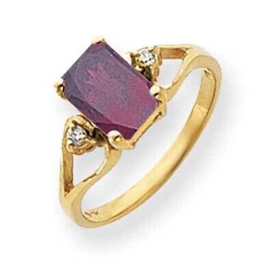 8x6mm Emerald Cut Rhodolite Garnet Diamond Ring 14k Gold Y4749RG_AA, MPN: Y4749RG_AA, 883957666303