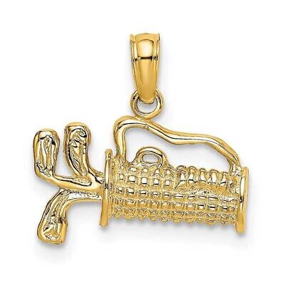 Textured Engraved Gold Bag Charm 14k Gold 2-D K8741, MPN: K8741, 637218033621