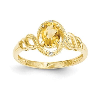 Citrine Diamond Ring 10k Gold 10XB308, MPN: 10XB308, 883957393513