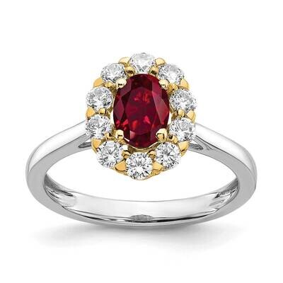 Created Oval Ruby &amp; Lab Grown Dias Fashion Ring 10k White Gold RM6990-CR-100-0WALG, MPN: RM6990-CR-…