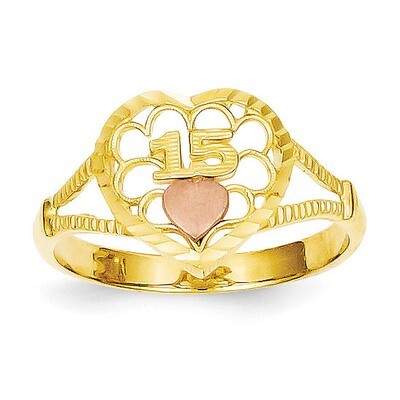 Diamond Cut 15 Heart Ring 14k Two-Tone Gold K3886, MPN: K3886, 191101180163