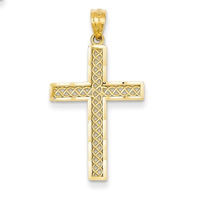 Filigree Cross Pendant 14k Gold Diamond-cut REL71, MPN: REL71, 886774619163