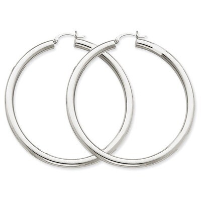 4mm Lightweight Round Hoop Earrings 14k Gold Polished T865L, MPN: T865L, 883957287133