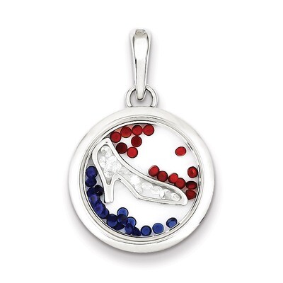 High Heel Shoe and Floating Glass Beads Pendant Sterling Silver QP2872, MPN: QP2872, 883957490625