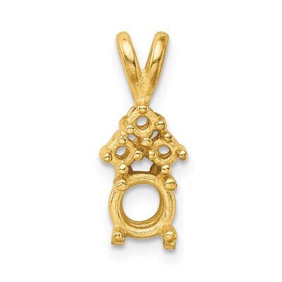 Round 4-Prong with 3 Diamond Accent 3.25mm Pendant Setting 14k Yellow Gold YG942, MPN: YG942,