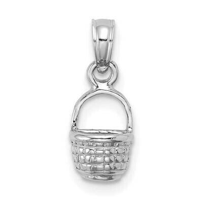 2-D Flat Back Mini Basket Charm 14k White Gold K7947W, MPN: K7947W, 637218143245