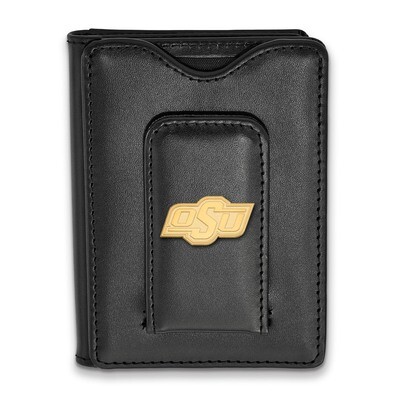 Oklahoma State University Black Leather Wallet Gold-plated Sterling Silver GP012OKS-W1, MPN: GP012O…