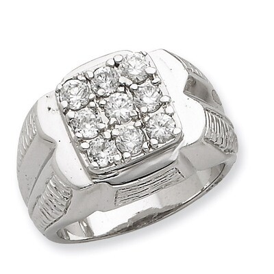 Men&#39;s Synthetic Diamond Ring Sterling Silver QR2439-10, MPN: QR2439-10, 883957249551