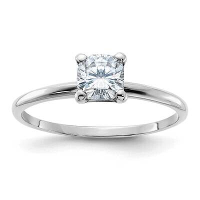 5/8ct. D E F Pure Light Cushion Moissanite Solitaire Ring 14k White Gold WGSH13C-9MP, MPN: WGSH13C-…