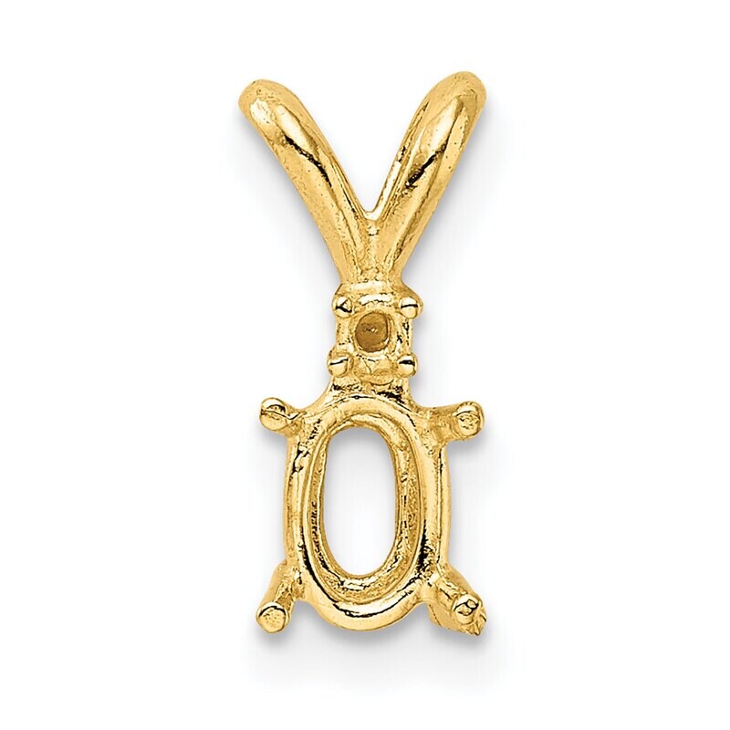 Oval 4-Prong with Diamond Accent 4 x 3mm Pendant Setting 14k Yellow Gold YG983, MPN: YG983,