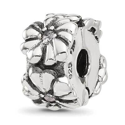 CZ Floral Clip Bead Sterling Silver QRS4391, MPN: QRS4391,