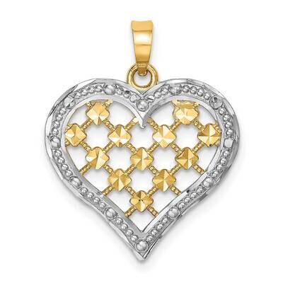 Outline Heart Charm 14k Gold Rhodium Diamond-cut K9265, MPN: K9265, 637218089932