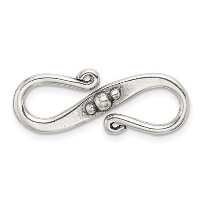 27 x 12.3mm Antiqued S Hook Sterling Silver SS3484, MPN: SS3484,