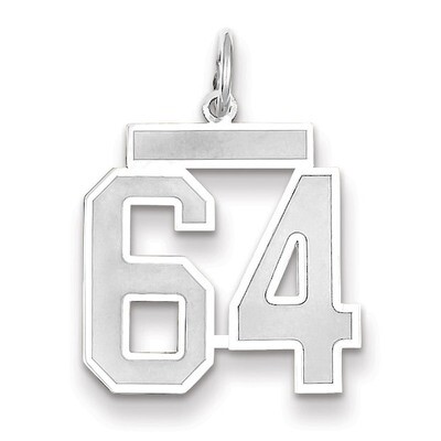 Number 64 Charm Medium Satin 14k white Gold WSM64, MPN: WSM64, 883957079264