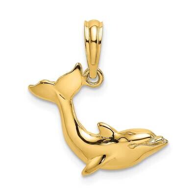 Textured Dolphin Jumping Charm 14k Gold 2-D K7421, MPN: K7421, 637218011049