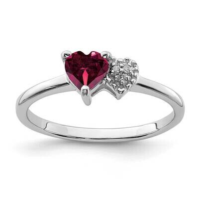 Created Ruby and Diamond Ring Sterling Silver Polished QR7063JUL, MPN: QR7063JUL, 883957745442