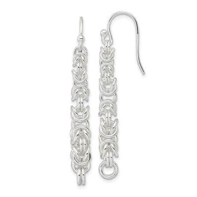 Fancy Byzantine Chain Dangle Shepherd Hook Earrings Sterling Silver QE16055, MPN: QE16055, 19690415…