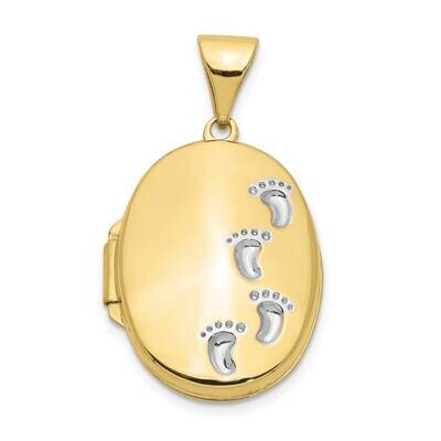 Yellow Gold with White Rhodium Oval Footprints Locket 10k Gold 10XL300, MPN: 10XL300,
