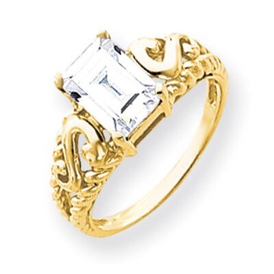 Cubic Zirconia Ring 14k Gold 8x6mm Emerald Cut Y4677CZ Diamond, MPN: Y4677CZ, 883957585505