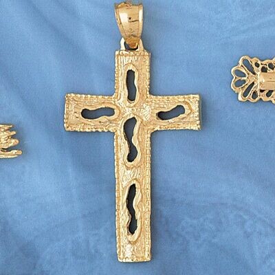 Dazzlers Jewelry Cross Pendant Necklace Charm Bracelet in Yellow, White or Rose Gold 7865, MPN: DZ-…