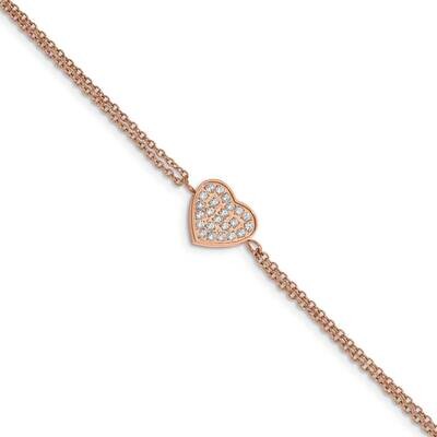 Rose Ip with Cz Heart 6.25 Inch with 2 Inch Extension Bracelet Stainless Steel Polished SRB2615-6.2…