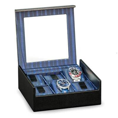 Black Leather 6-Watch Case with Glass Window GM21256, MPN: GM21256, 797140517320