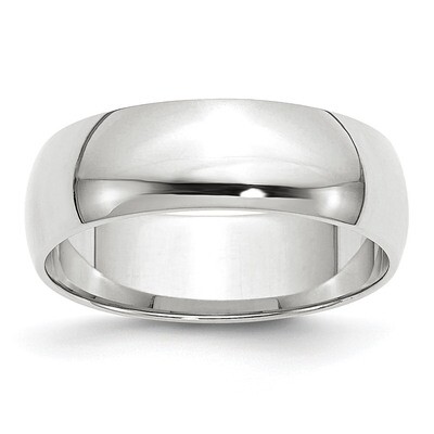 6mm Lightweight Half Round Band 10k White Gold WHRL060 Engravable, MPN: WHRL060, 886774469843
