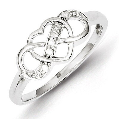 Heart Ring Sterling Silver with Diamonds QR5705-6, MPN: QR5705-6, 886774268040