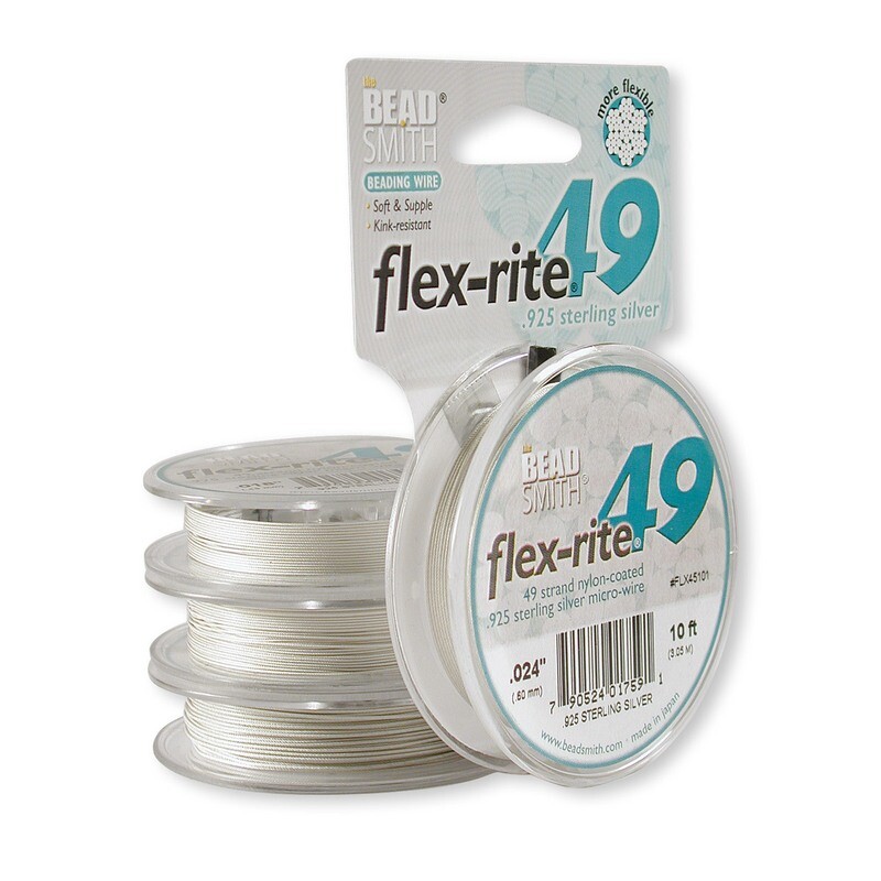 Flex-Rite 49 .018 Inch Diameter 30Ft Strand Wire Sterling Silver CRD828 ...