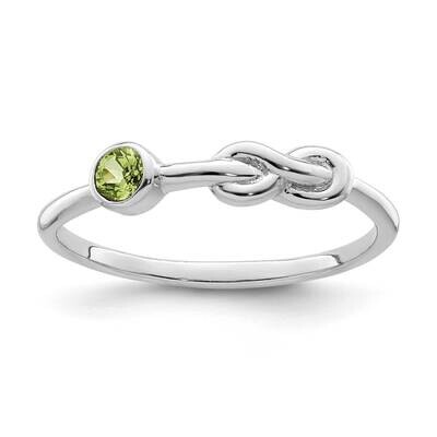 Polished Infinity Peridot Ring Sterling Silver Rhodium-plated QBR34AUG-7, MPN: QBR34AUG-7,