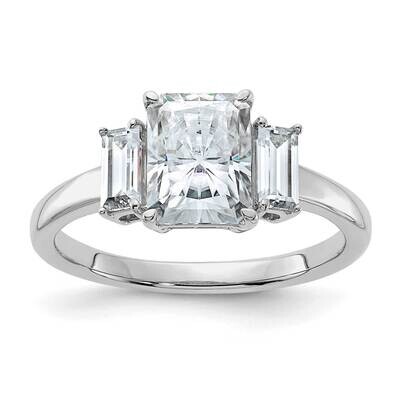 2 1/5ct. Three Stone D E F Pure Light Moissanite Engagement Ring 14k White Gold RM4447E-180-WMP, MP…