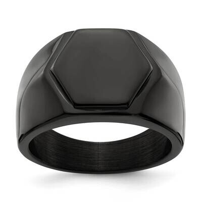Black Ip-Plated Signet Ring Stainless Steel Polished SR651-10, MPN: SR651, 191101874345