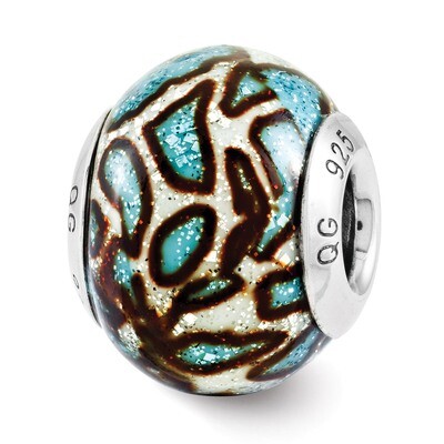 Reflection Teal Print Overlay Bead - Sterling Silver QRS3139, MPN: QRS3139, 191101390838