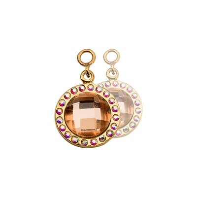 Nikki Lissoni Chic Earring Coins with Peach Mirror Glass Swarovski Crystals Gold-Plated 14mm EAC205…