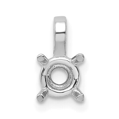 Round 4-Prong with Straight Bail 3.5mm Pendant Setting 14k White Gold WG937, MPN: WG937,