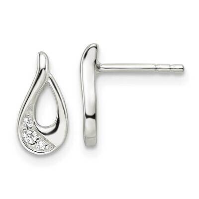 Teardrop Post Earrings Sterling Silver Cz Diamond QE16177, MPN: QE16177, 196904168653