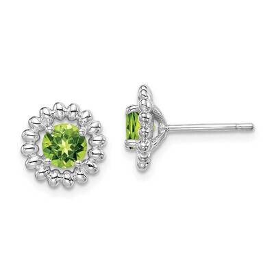 Peridot Earrings Sterling Silver Rhodium Plated QE14495AUG, MPN: QE14495AUG, 883957813387