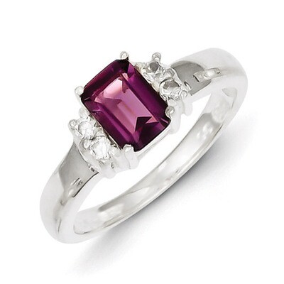 Purple &amp; White Diamond Ring Sterling Silver QR4426, MPN: QR4426, 883957463391