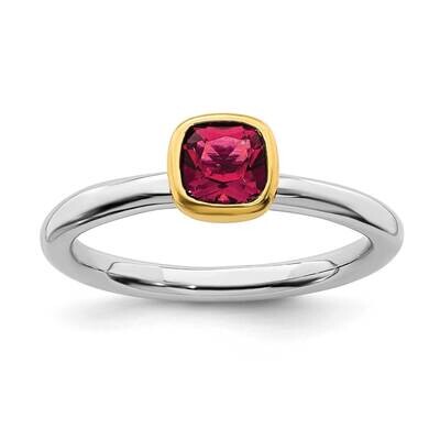 Cr. Ruby Ring Sterling Silver Gold-plated QSK1893, MPN: QSK1893, 191101718472