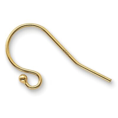 Ball End Wire Shepherd Hook Component 14k Yellow Gold YG4876, MPN: YG4876,
