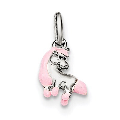 Pink Enamel Kid&#39;S Horse Pendant Sterling Silver QP4087, MPN: QP4087, 191101466328