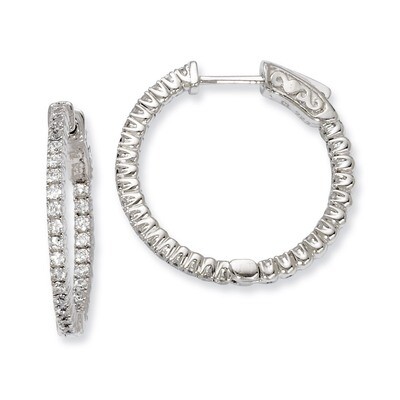 In and Out Diamond Hinged Hoop Earrings Sterling Silver Rhodium-plated QE7942, MPN: QE7942, 8867747…