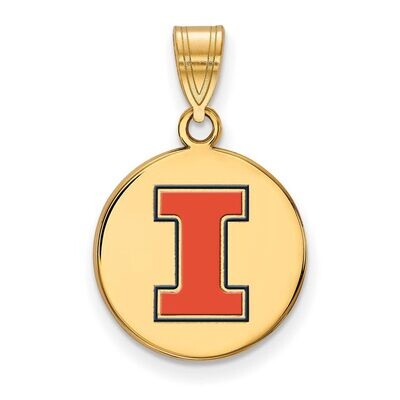 University of Illinois Medium Enamel Disc Pendant Gold-plated Silver GP040UIL, MPN: GP040UIL, 88677…