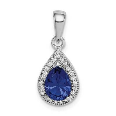 Blue &amp; Clear CZ Diamond Pendant Sterling Silver Rhodium Plated QP5247SEP, MPN: QP5247SEP, 883957838…