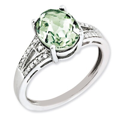Green Quartz Ring Sterling Silver Diamond QR3043AG, MPN: QR3043AG, 883957630588