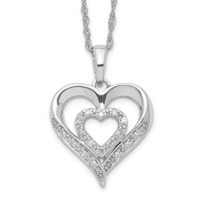 Sterling Silver Polished Diamond Hearts Necklace PXD2832-SSS45-18